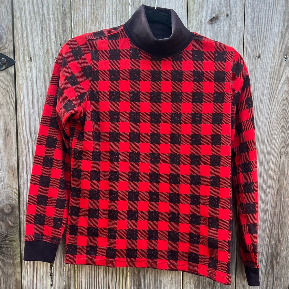 L.L. BEAN Black and Red Buffalo Check Turtleneck Women’s Small